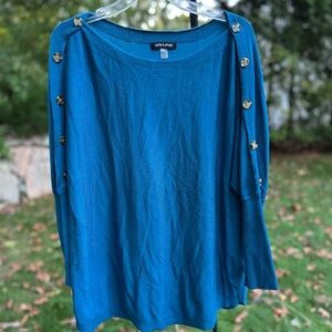Plus size Cable & Gauge Teal Button-Detail Women's Sweatshirt